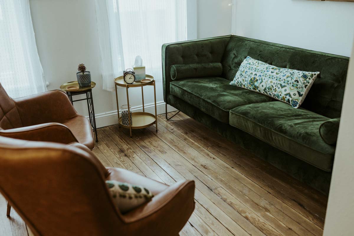Comfortable therapy room at Beyond Healing Center.